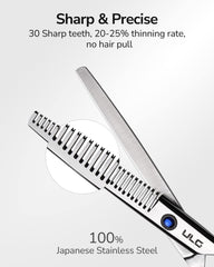 ULG hair thinning scissors teeth-blades close-up showing texture control