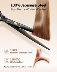 ULG Japanese stainless steel barber shears close-up showing durable blades for reliable trimming.