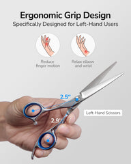 ULG left-handed scissors crafted from 440C Japanese stainless steel delivers razor-edge performance.