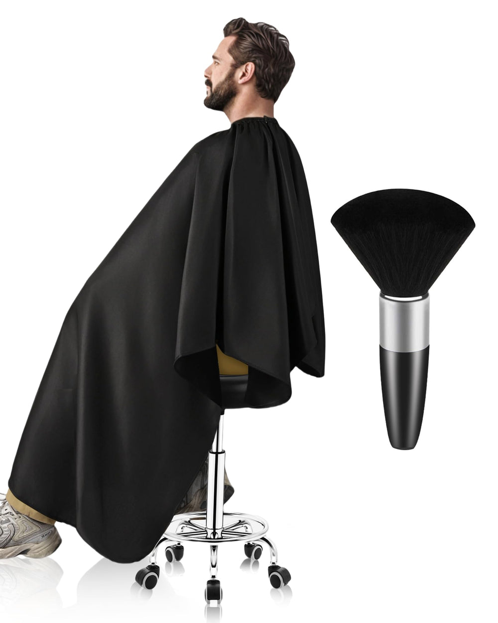 ULG professional hair cutting cape front view with full-body coverage to keep clothes clean