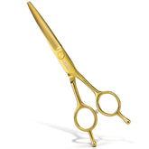 ULG professional hair cutting scissors close-up with ultra-sharp blades for precise cuts.