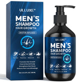 ulluxe biotin hair growth shampoo hero bottle promotes thicker-looking hair.