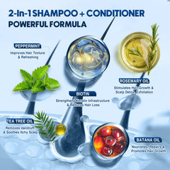 ulluxe biotin hair growth shampoo rosemary oil drop highlighting scalp circulation.