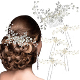 ULTIMUTE bridal hair comb with pearl rhinestones adds timeless sparkle to gold-tone wedding looks.