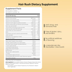 Ultrax Labs Hair Rush bottle label highlights keratin and 23 vitamins