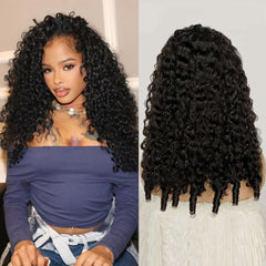UMEGIRL half wig with Burmese curls and spiral ends for a natural, 20-inch look.