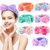 UMIKU 7-pack spa headband with bow design, ideal for facial cleansing and masking