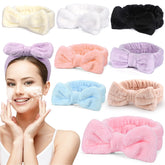 UMIKU 8-pack bow headbands keep hair away during skincare sessions.