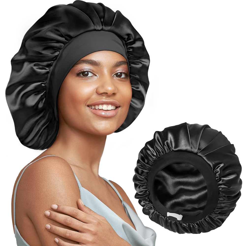 Umisleep 22 Momme silk bonnet front view with secure sleep fit.