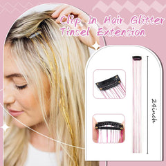 Umylar silk-feel tinsel clip-in hair extensions glide smooth for knot-free styling.