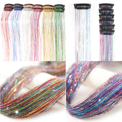 Umylar six-color hair tinsel pack 24in clip-in adds vibrant highlights fast.