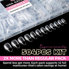 UNA GELLA clear almond tip no-trace design for precise shaping