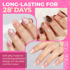 UNA GELLA clear gel tips reveal natural color for seamless polish results.