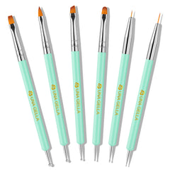 UNA GELLA Nail Art Pens green flat brush for precise color application and smooth gradients