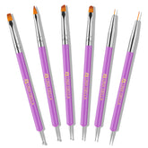 UNA GELLA Nail Art Pens 6PCS front view showing complete versatile toolset for precise nail detail
