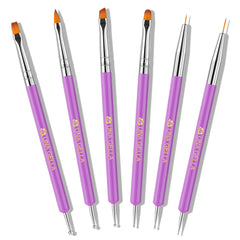 UNA GELLA Nail Art Pens 6PCS front view showing complete versatile toolset for precise nail detail