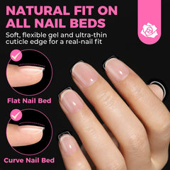UNA GELLA tips; 12 sizes for precise nail fit.