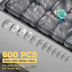UNA GELLA coffin tips feature thin back edge for better fit.