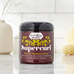Uncle Funky's Daughter Supercurl Miracle Moisture Creme jar closeup shows creamy hydration for curls.