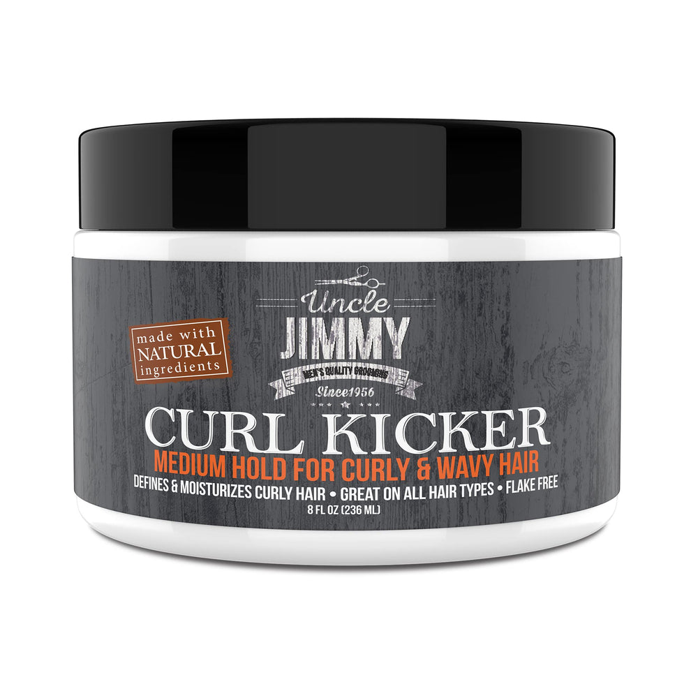 Uncle Jimmy Curl-Kicker jar front for everyday styling and smooth control.