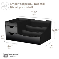 Uncluttered Designs large black vanity organizer seven compartments illustration for makeup and skincare organization