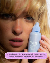 Undefined Beauty R&R Sun Serum tinted swatch showing light tint for natural finish