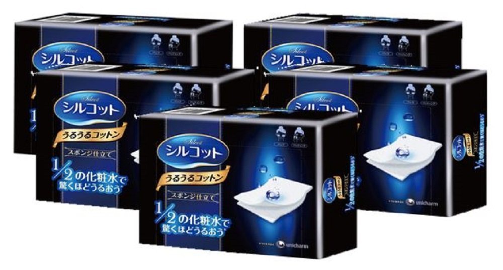 Unicharm Silcot Uruuru sponge facial cotton sheets for gentle cleansing and toner application