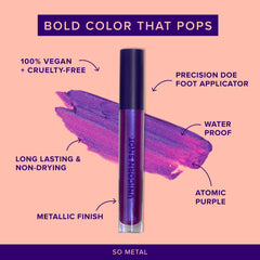 UNICORN SNOT Liquid Metal Lip Paint Atomic Purple wear-tested for long-lasting shine