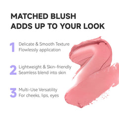 Unicos Freckle Stamp blush texture close-up for seamless blending on cheeks.