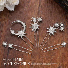 Unicra crystal star clips add shine to wedding hairstyles.