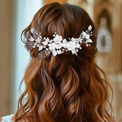 Unicra wedding headpiece silver ornate close view enhances classic bridal outfits.