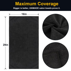 UNIMADE absorbent microfiber towels highlight premium fabric and fast drying.