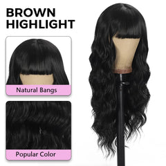 UNNYMGER long wavy wig with natural bangs provides versatile day-to-night looks