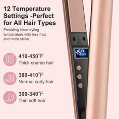 UNOBEY mini flat iron with dual voltage for worldwide styling.