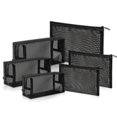 Unoutur mesh cosmetic bag six-piece set opened for easy travel storage