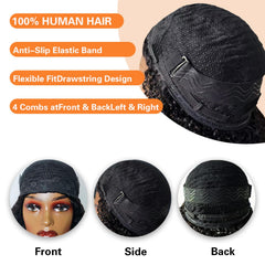 Unvizossa half wig back view reveals even density and fullness.