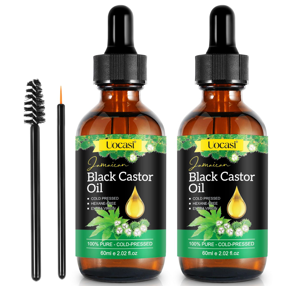 Uocasi Jamaican Black Castor Oil 2-pack glass bottles for daily hair and skin care