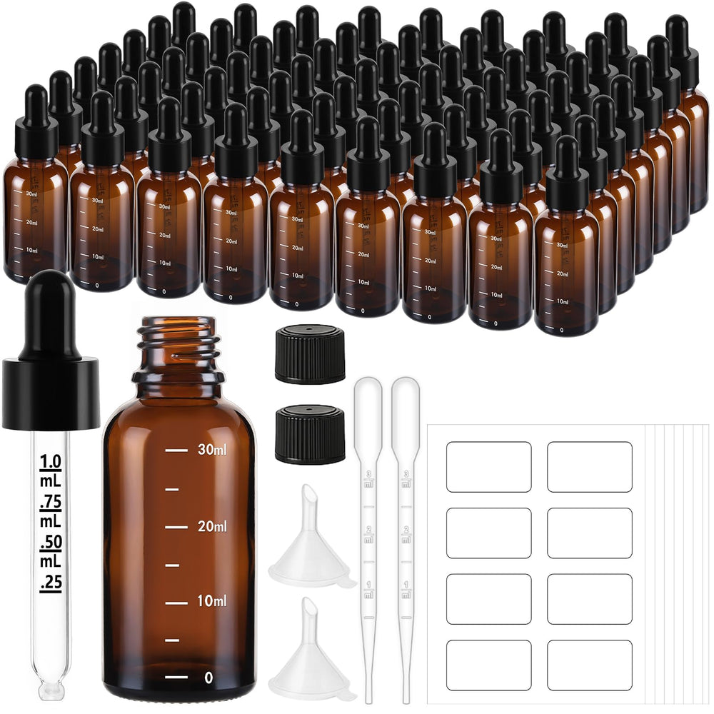 UPBUD 1oz amber glass dropper bottle with measurement for precise essential oil dosing.