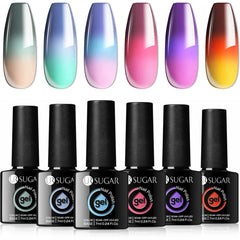 UR SUGAR color-changing gel nail polish bottles display six mood colors for versatile DIY manicures.