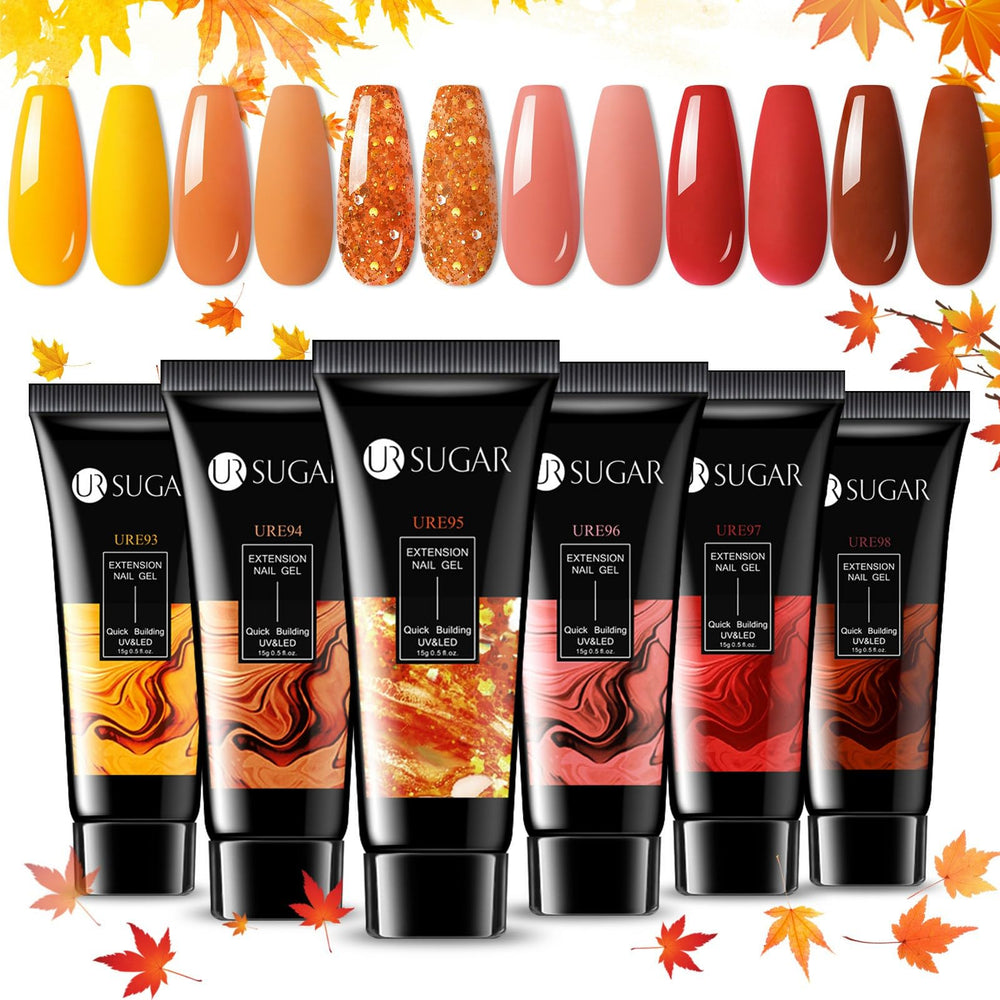 UR SUGAR Fall Winter extension nail set with six colors for seasonal manicures and wardrobe coordination