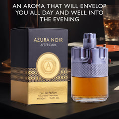 Close-up of Azura Noir After Dark top notes: lemon and mandarin orange