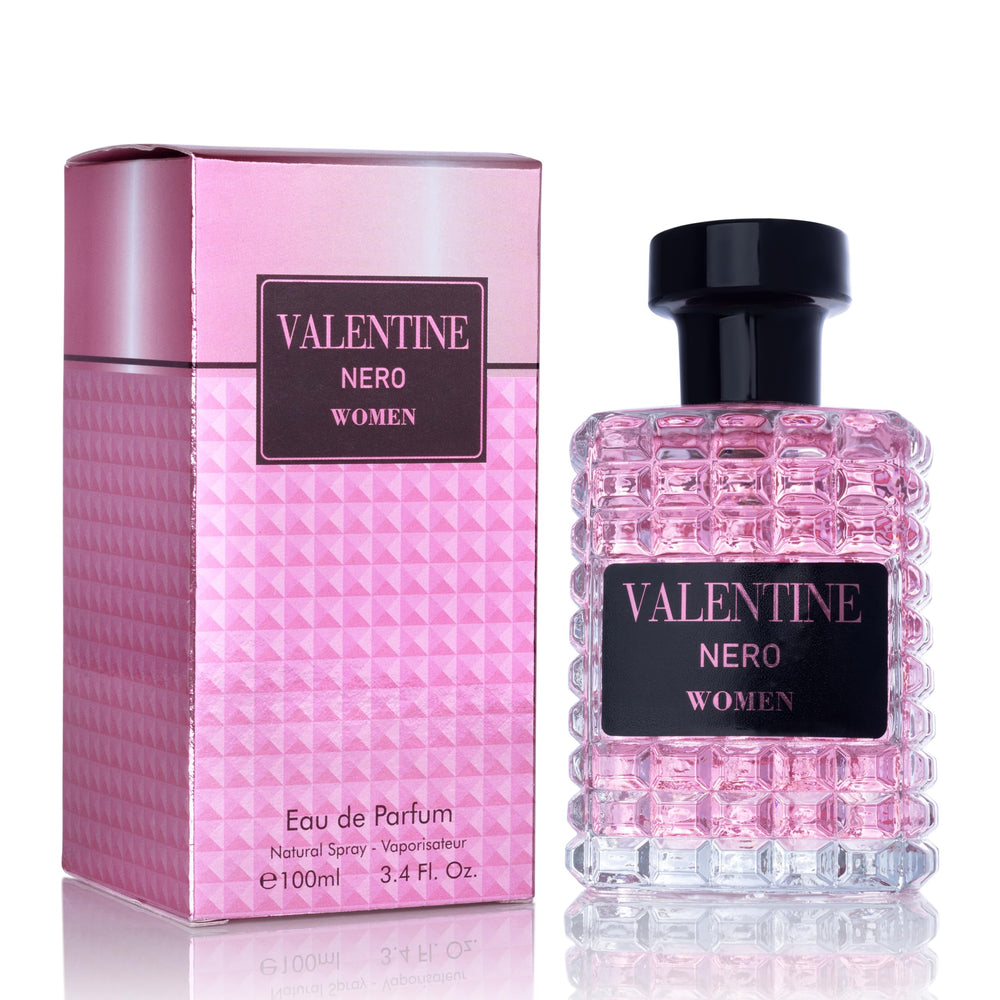 URBAN COLLECTION Valentine EDP bottle close-up showing sleek design and amber floral allure.
