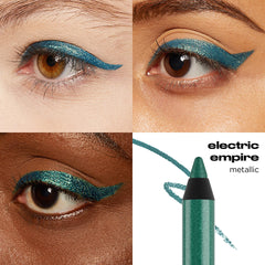 Urban Decay 24/7 Glide-On Electric Empire pencil close-up demonstrates smooth no-tug glide.