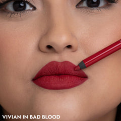 Urban Decay 24/7 Glide-On Lip Pencil Bad Blood texture close-up with creamy glide