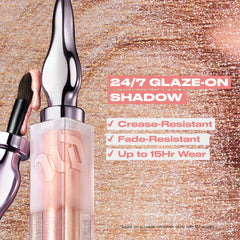 Urban Decay 24/7 Glaze-On swatches in Traffic Jam reveal deep burgundy hue.