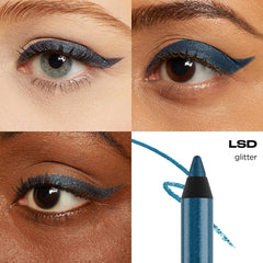 Urban Decay 24/7 Glide-On Pencil navy shimmer closeup shows creamy texture