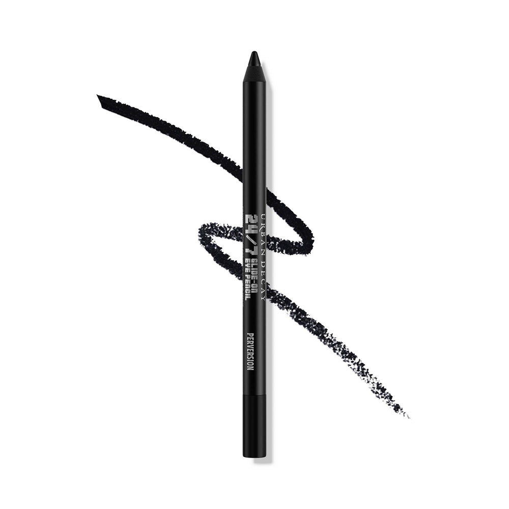 Urban Decay 24/7 Glide-On Eyeliner in Perversion matte black swatches deliver bold, long-wearing color.