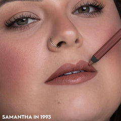 Urban Decay 24/7 Lip Pencil closeup highlights moisturizing ingredients like vitamin E.
