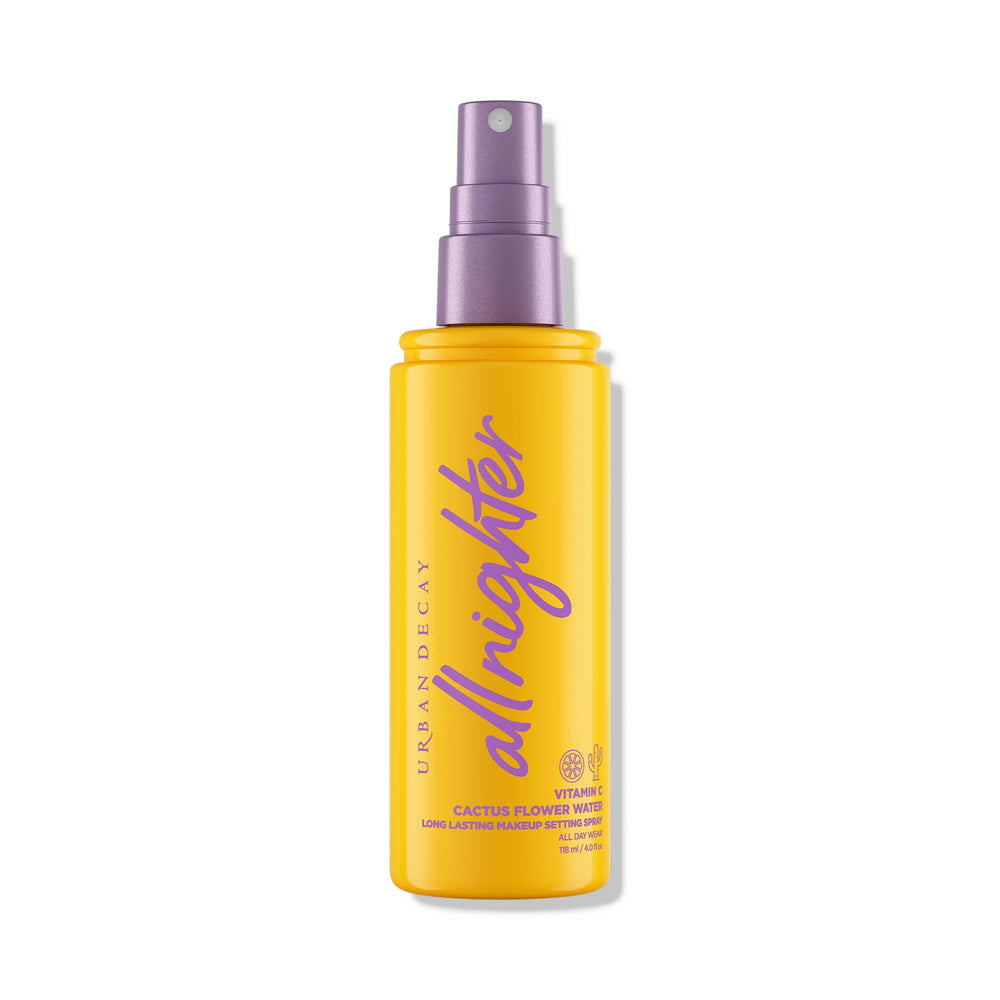 Urban Decay All Nighter bottle shot highlights long-lasting makeup protection.