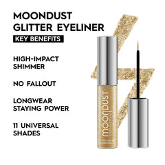 Urban Decay Moondust eyeliner brush close-up shows precise control for fine lines.